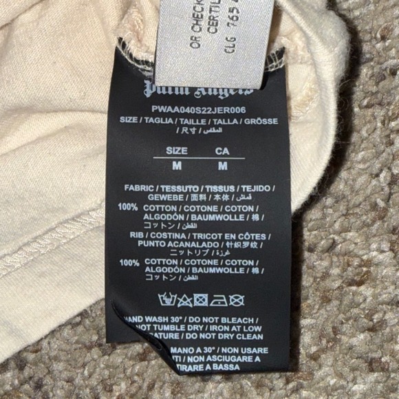 Palm Angels Spray Paint Logo Cropped T-Shirt Cream Red - Picture 6 of 7